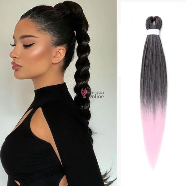 Coada de par dreapta Afro Vigorous Easy Jumbo Braids Hair de  65 cm Brunet -Pink Ombre EZ 1B - Pink